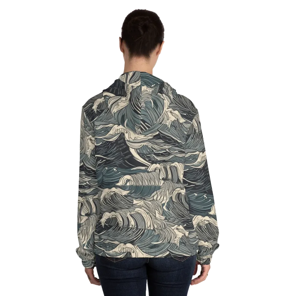 Moonlit Breakers on Women's Full-Zip Hoodie — Back On Person