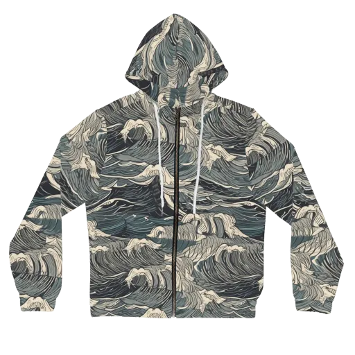 Moonlit Breakers on a Women's Full-Zip Hoodie
