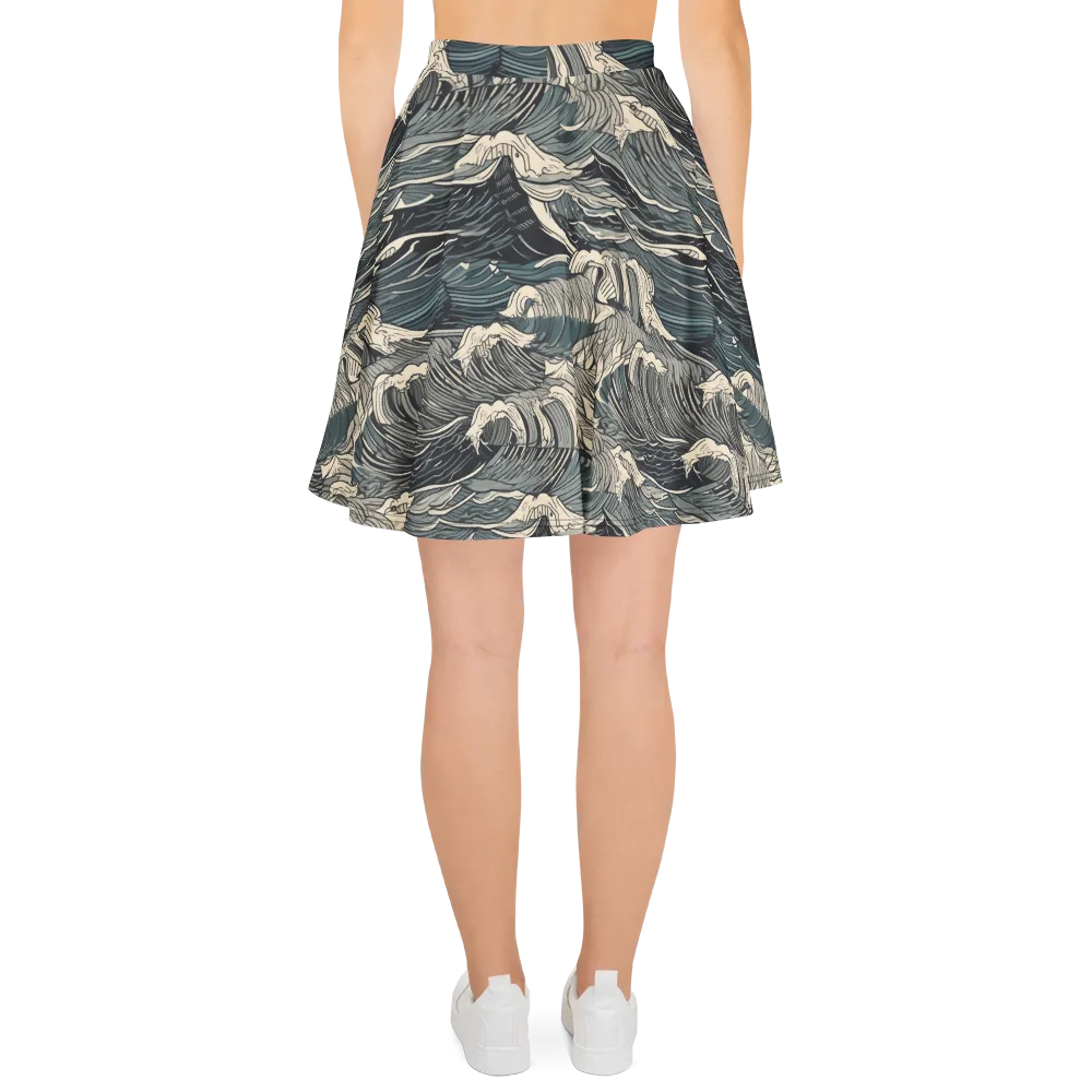 Moonlit Breakers on Skater Skirt — Back