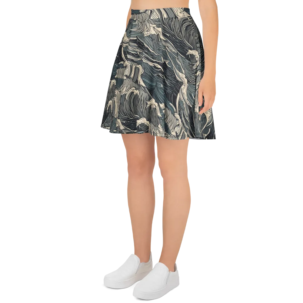 Moonlit Breakers on Skater Skirt — Left