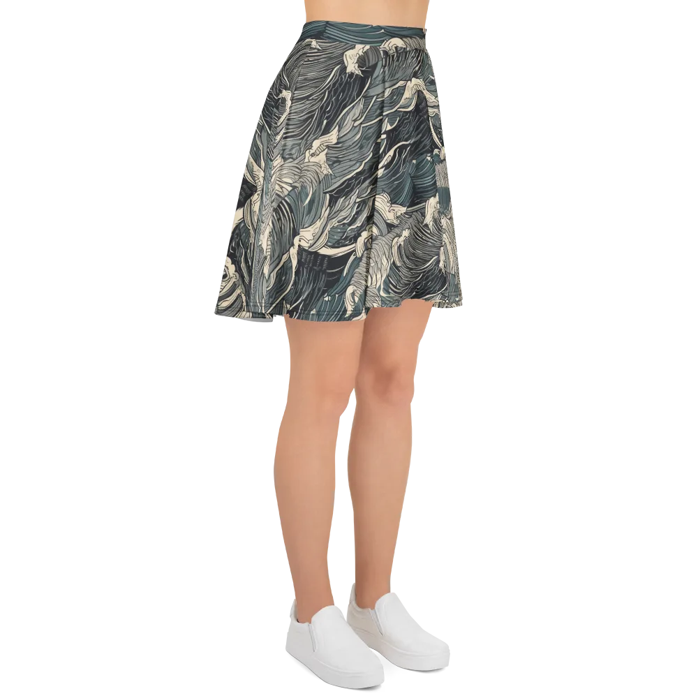 Moonlit Breakers on Skater Skirt — Right