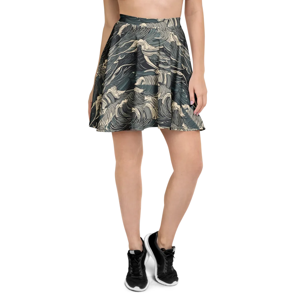 Moonlit Breakers on Skater Skirt — Front