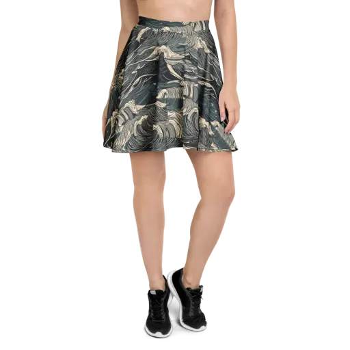 Moonlit Breakers on a Skater Skirt