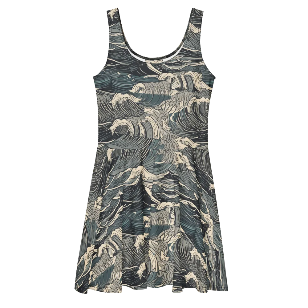 Moonlit Breakers on Skater Dress — Front