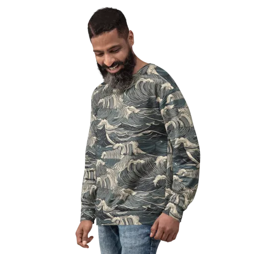 Moonlit Breakers on a Sweatshirt