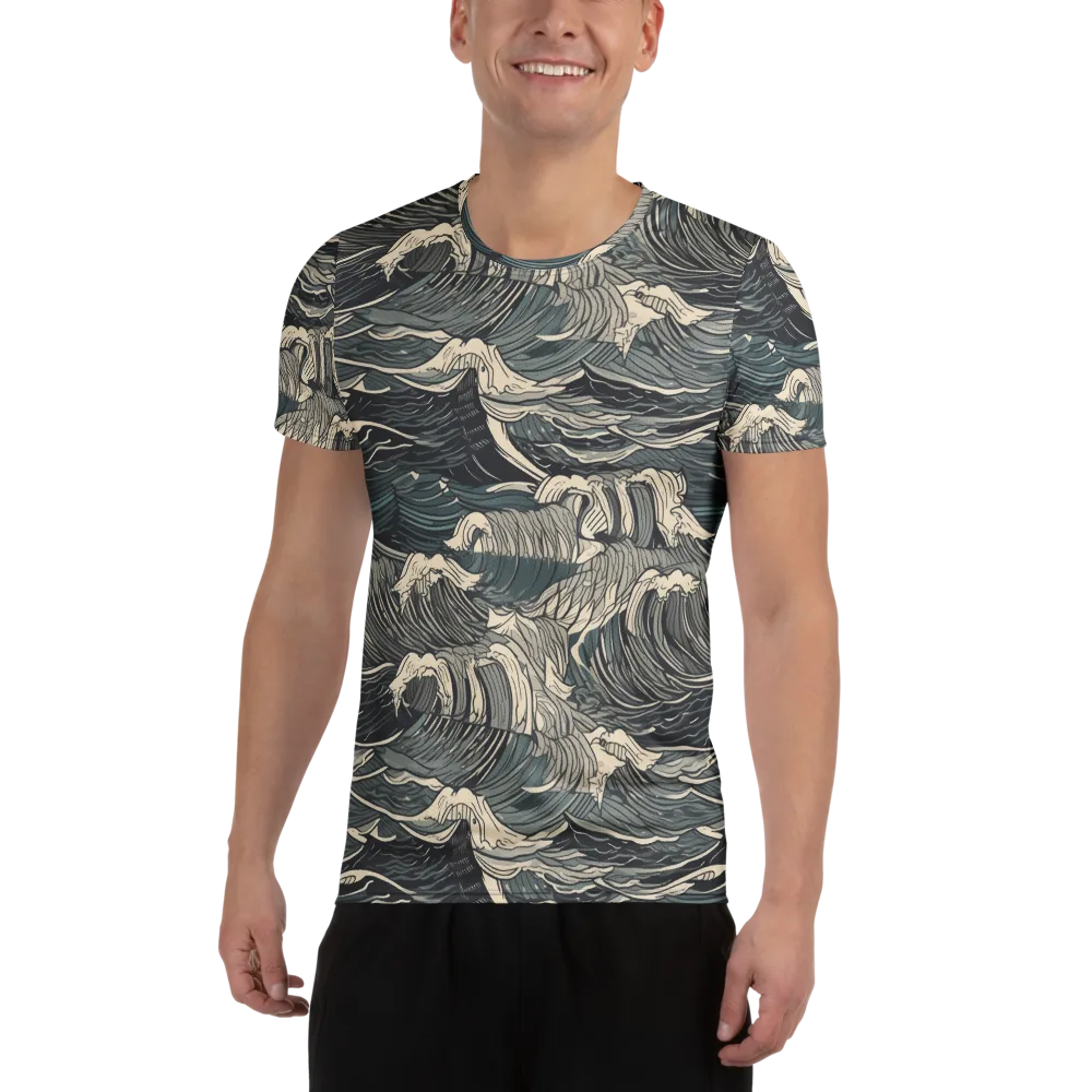 Moonlit Breakers on Men's Athletic T-Shirt — Front