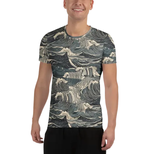 Moonlit Breakers on a Men's Athletic T-Shirt