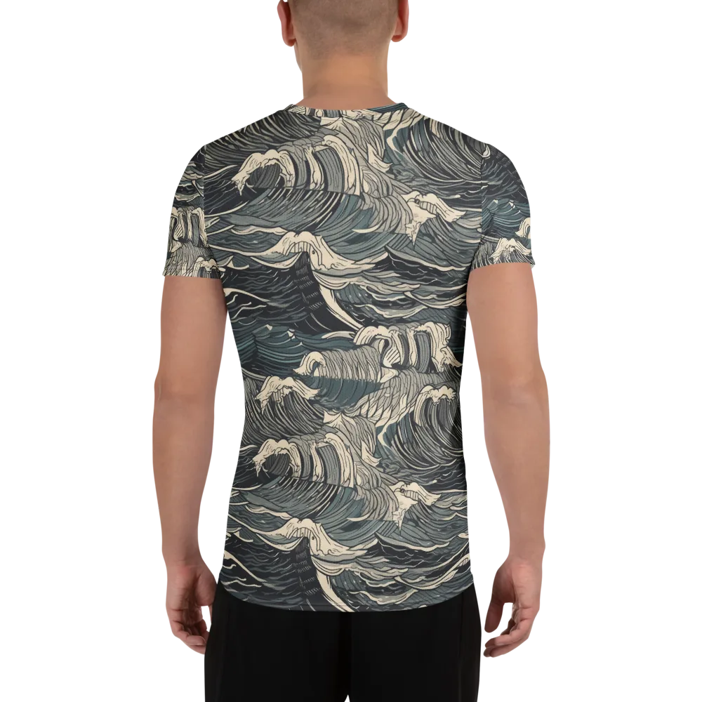 Moonlit Breakers on Men's Athletic T-Shirt — Back