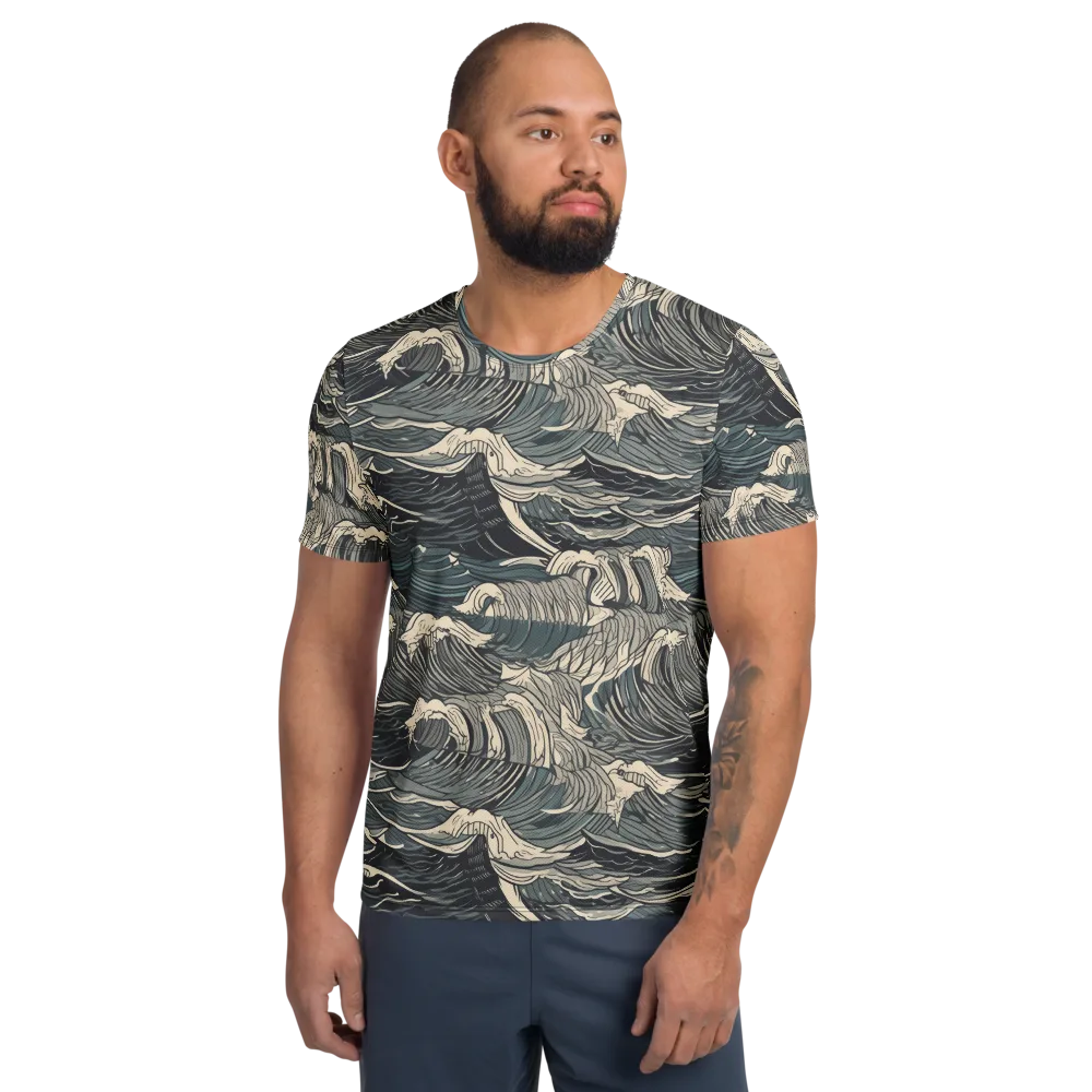 Moonlit Breakers on Men's Athletic T-Shirt — Front