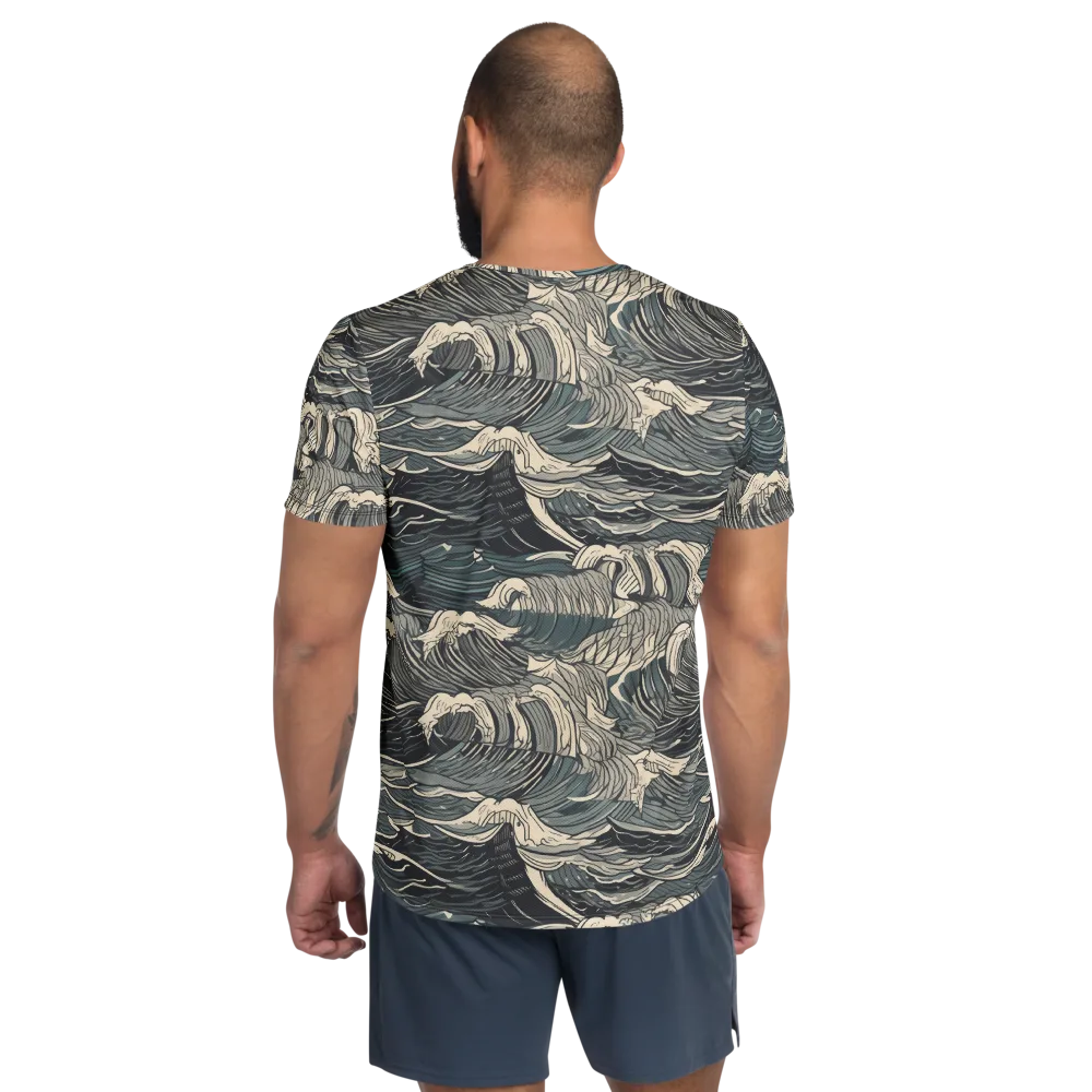 Moonlit Breakers on Men's Athletic T-Shirt — Back