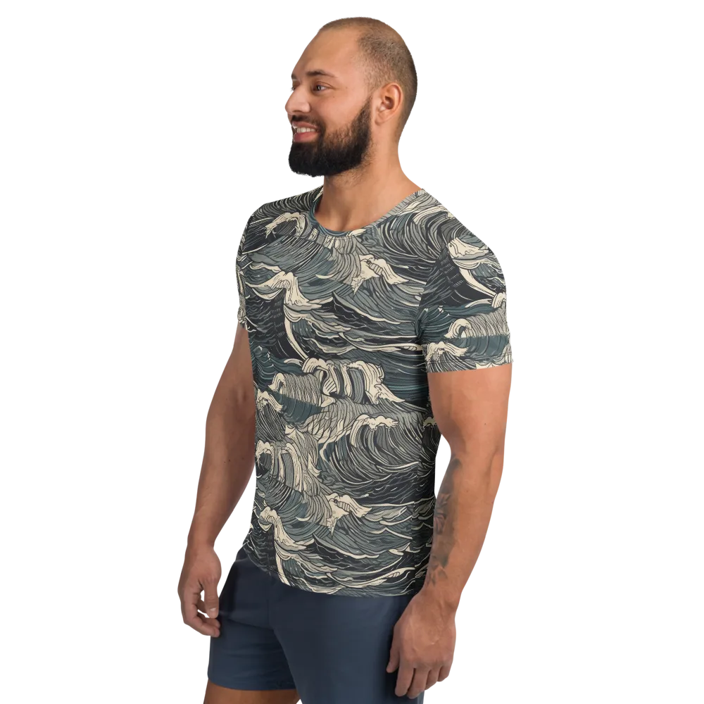 Moonlit Breakers on Men's Athletic T-Shirt — Left
