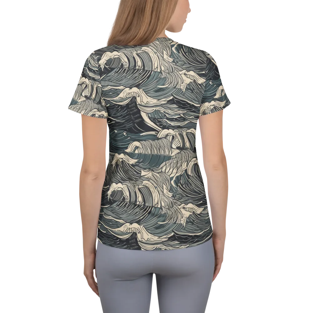 Moonlit Breakers on Women's Athletic T-Shirt — Back