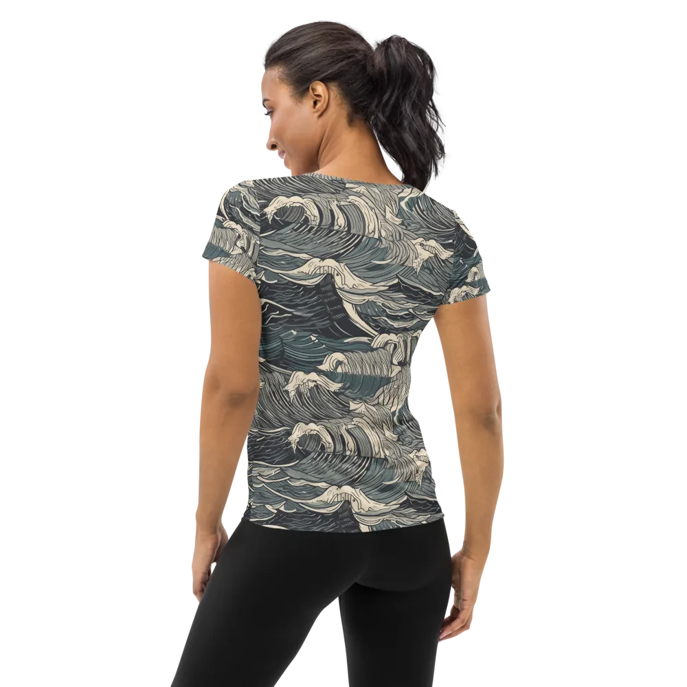 Moonlit Breakers on Women's Athletic T-Shirt — Back