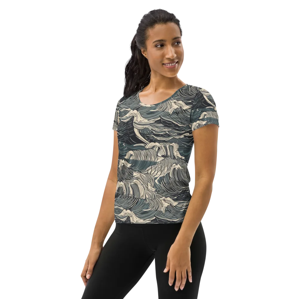Moonlit Breakers on Women's Athletic T-Shirt — Left