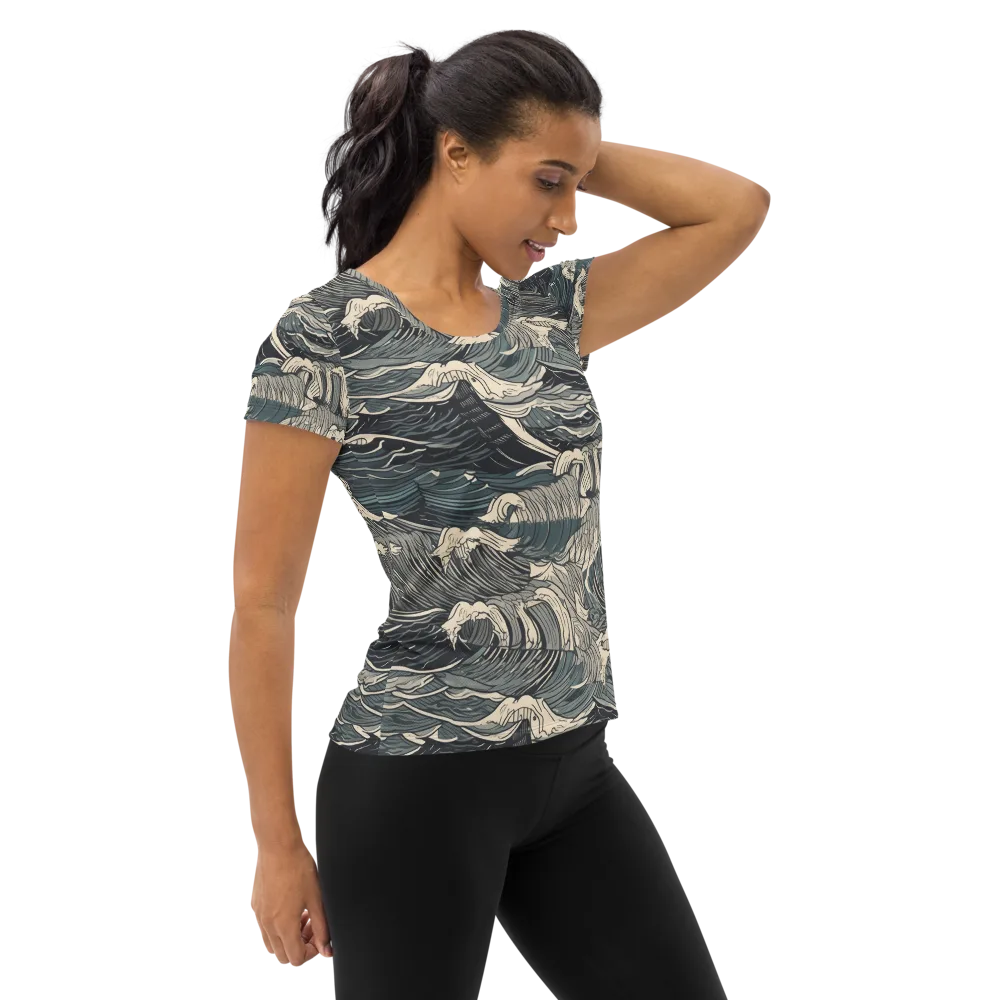 Moonlit Breakers on Women's Athletic T-Shirt — Right