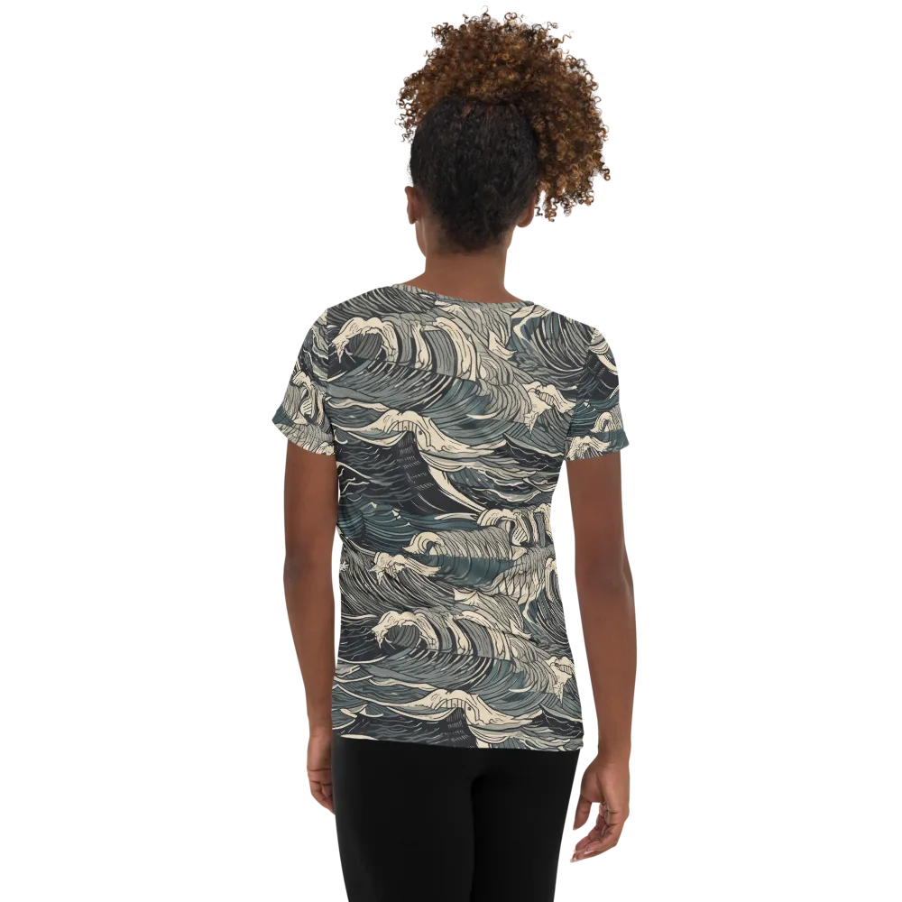 Moonlit Breakers on Women's Athletic T-Shirt — Back