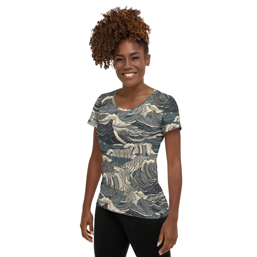 Moonlit Breakers on Women's Athletic T-Shirt — Left