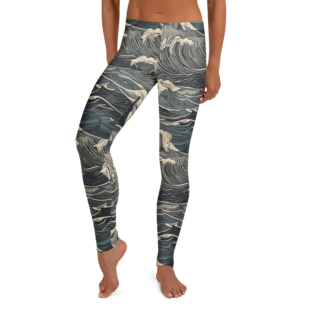 Moonlit Breakers on Leggings — Front
