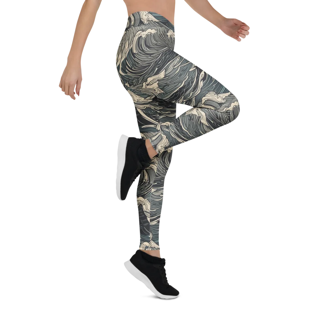 Moonlit Breakers on Leggings — Right