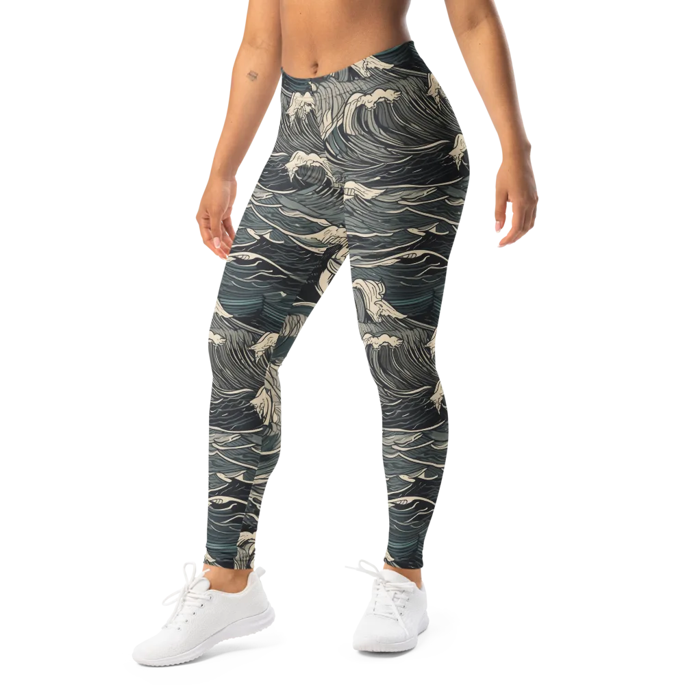 Moonlit Breakers on Leggings — Left Front