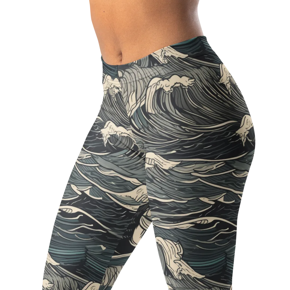 Moonlit Breakers on Leggings — Left Front