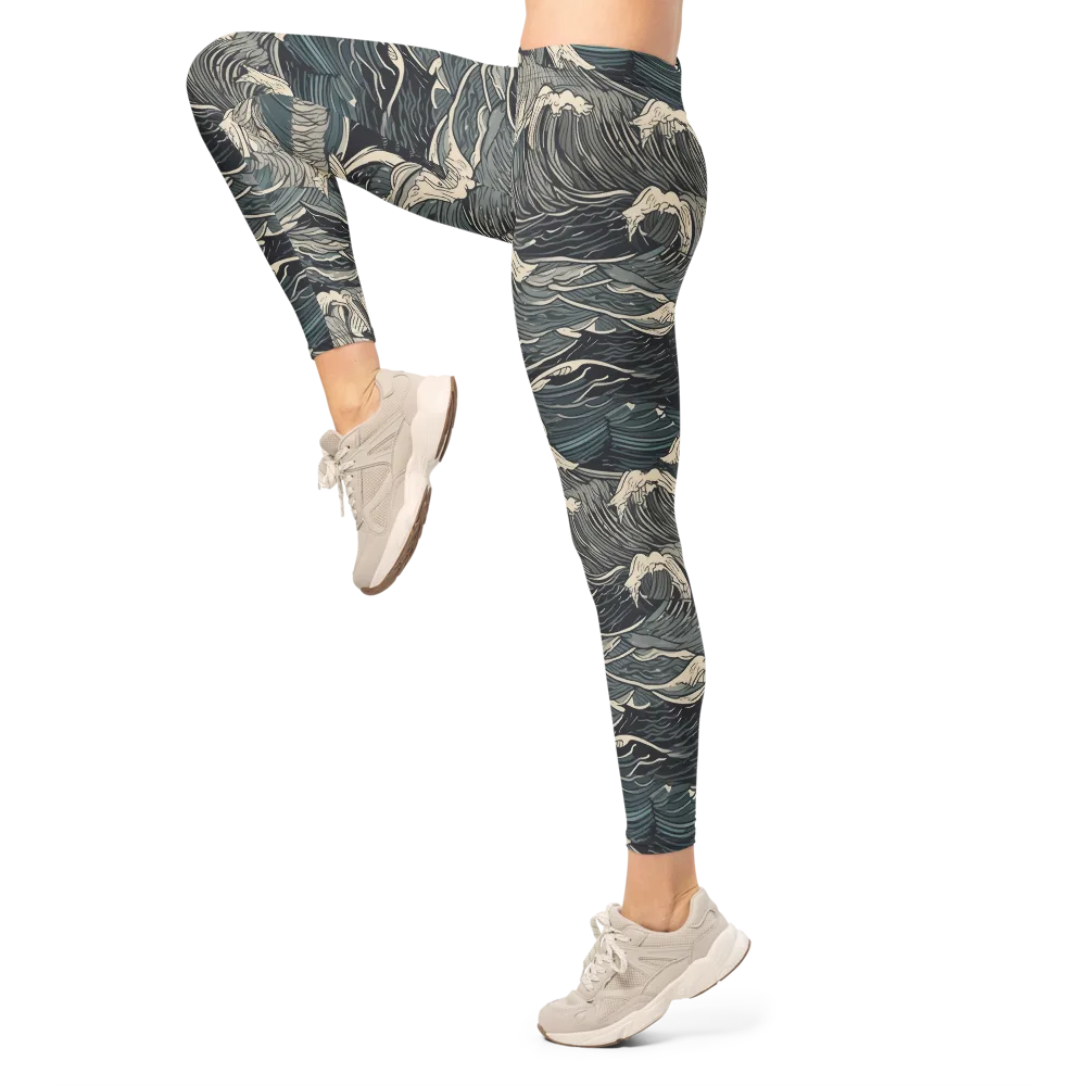 Moonlit Breakers on Leggings — Left