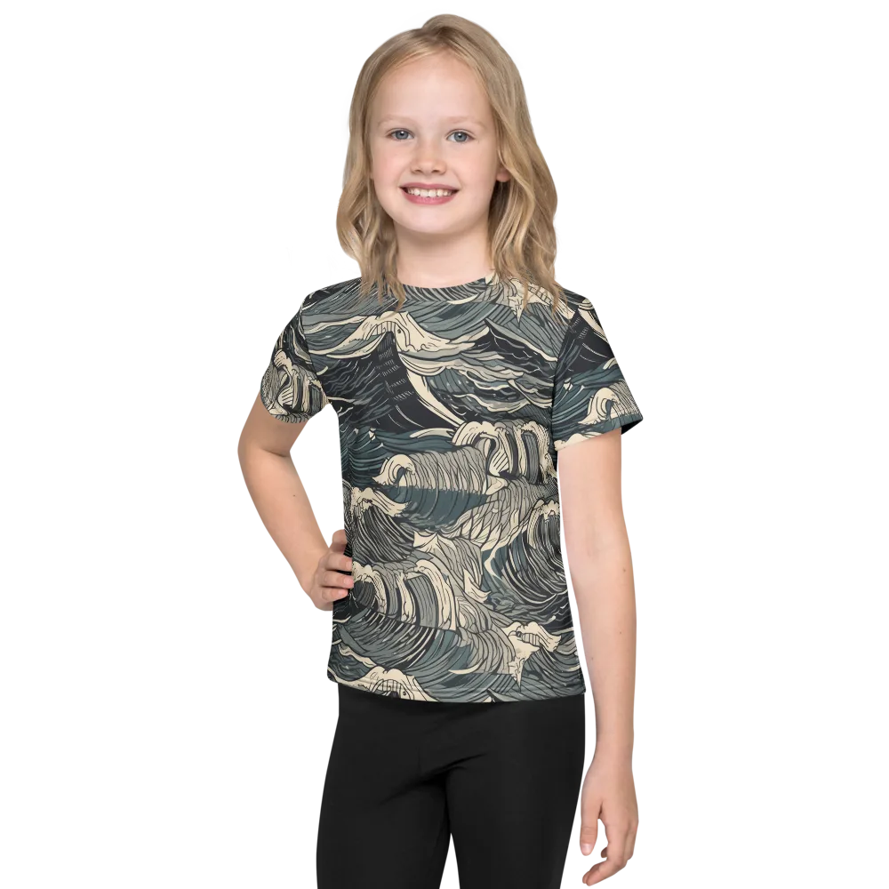 Moonlit Breakers on Kids Crew Neck T-Shirt — Front
