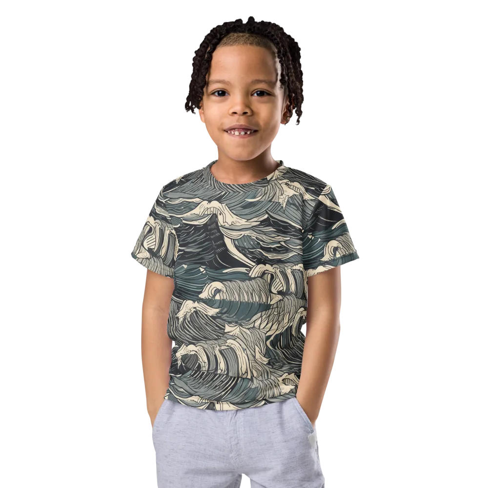 Moonlit Breakers on Kids Crew Neck T-Shirt — Front