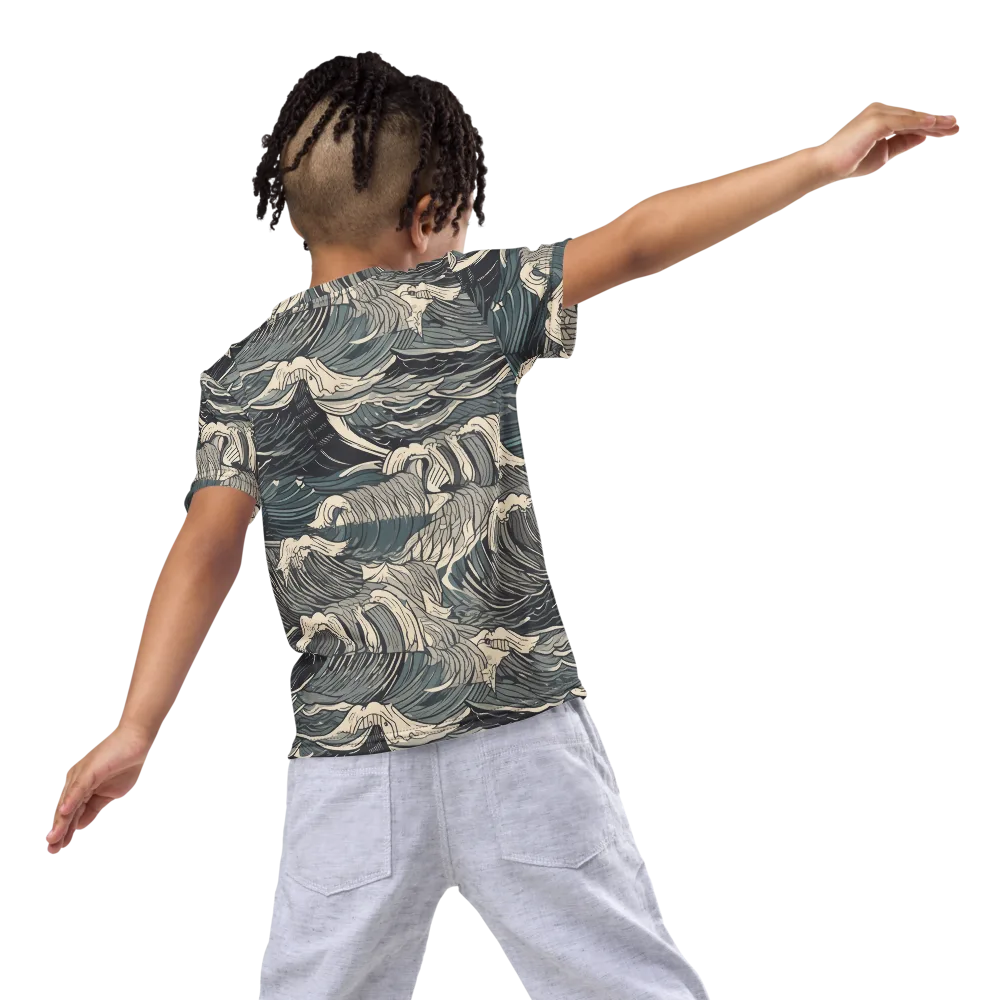 Moonlit Breakers on Kids Crew Neck T-Shirt — Back