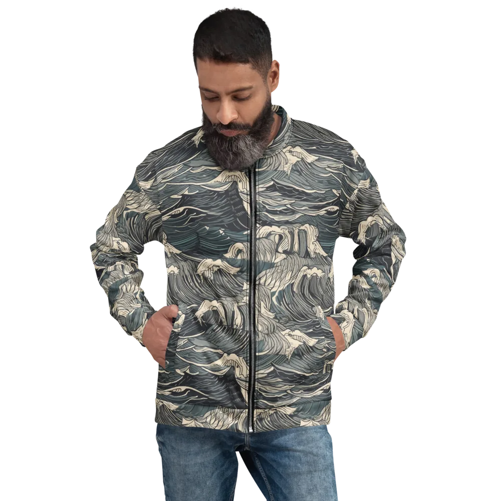 Moonlit Breakers on Bomber Jacket — Front