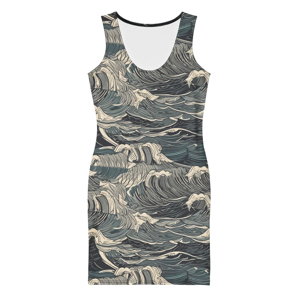 Moonlit Breakers on Bodycon Dress — Front