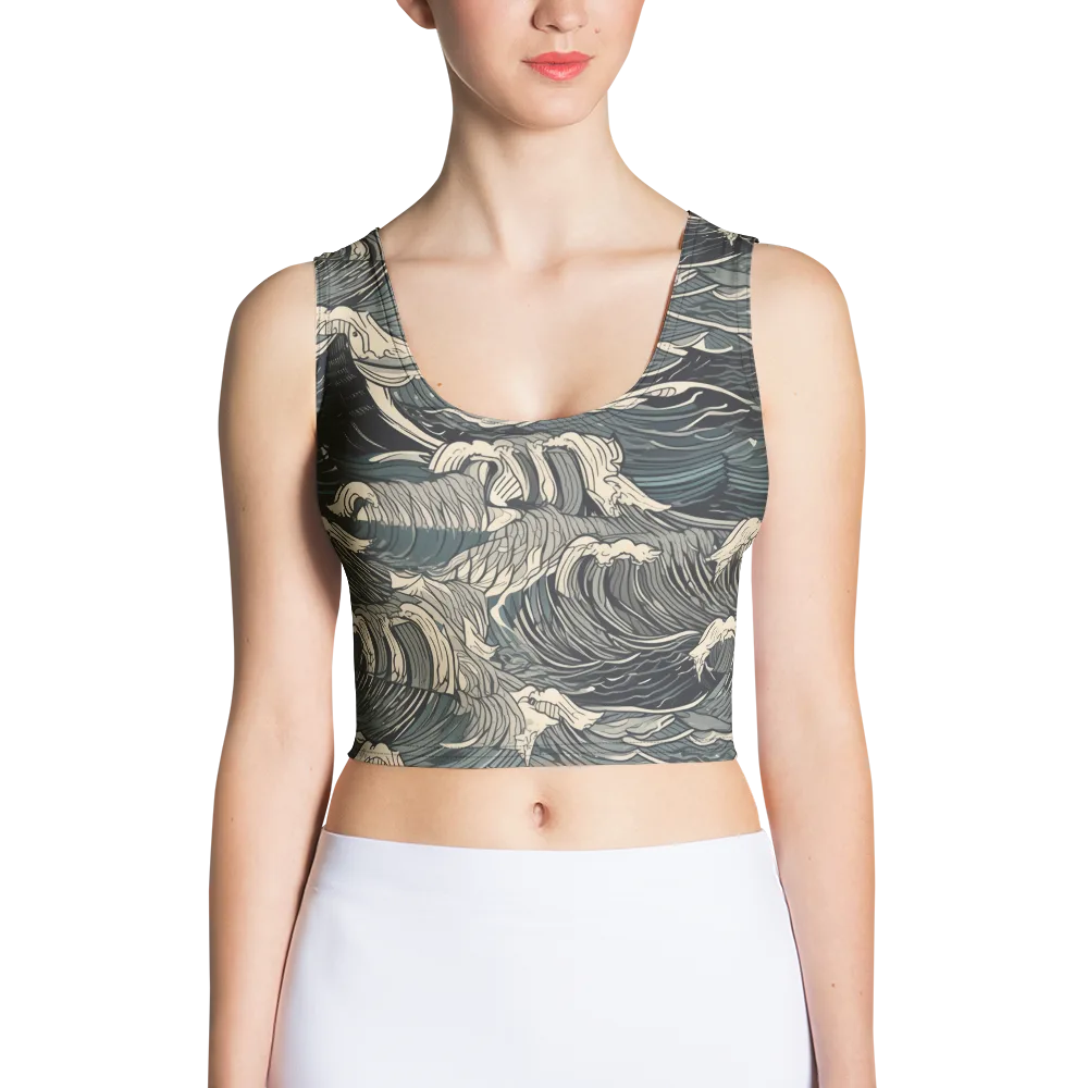 Moonlit Breakers on Crop Top — Front
