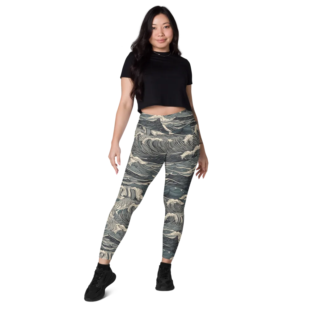 Moonlit Breakers on Leggings with Pockets — Front
