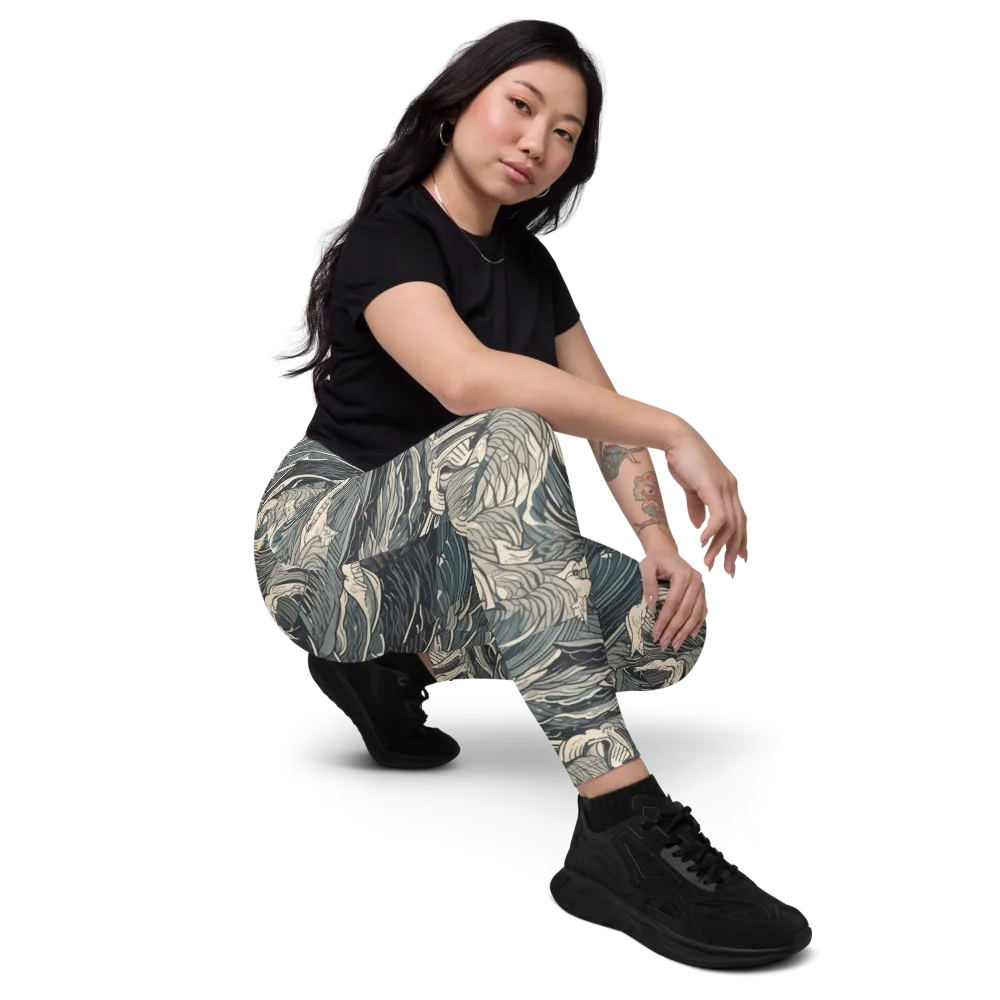Moonlit Breakers on Leggings with Pockets — Right Front
