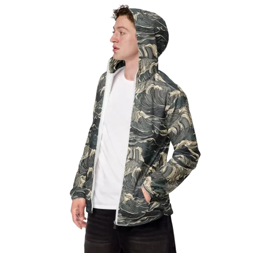 Moonlit Breakers on a Men's Windbreaker