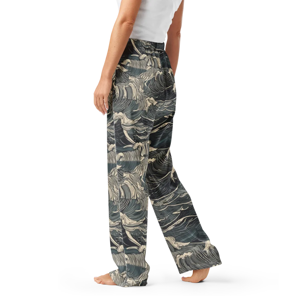 Moonlit Breakers on Women's Pajama Pants — Left