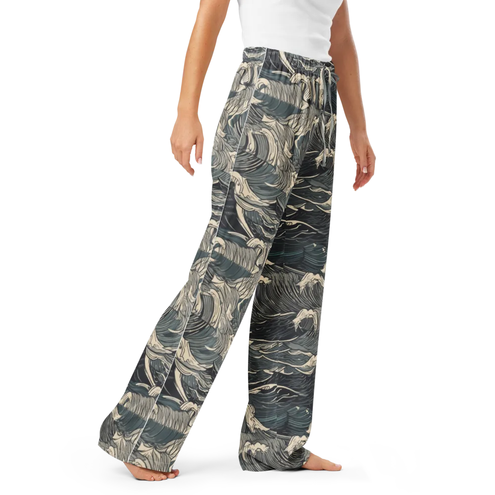 Moonlit Breakers on Women's Pajama Pants — Right Front