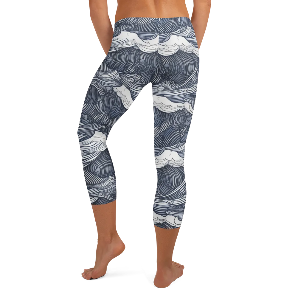 Indigo Swell on Capri Leggings — Back