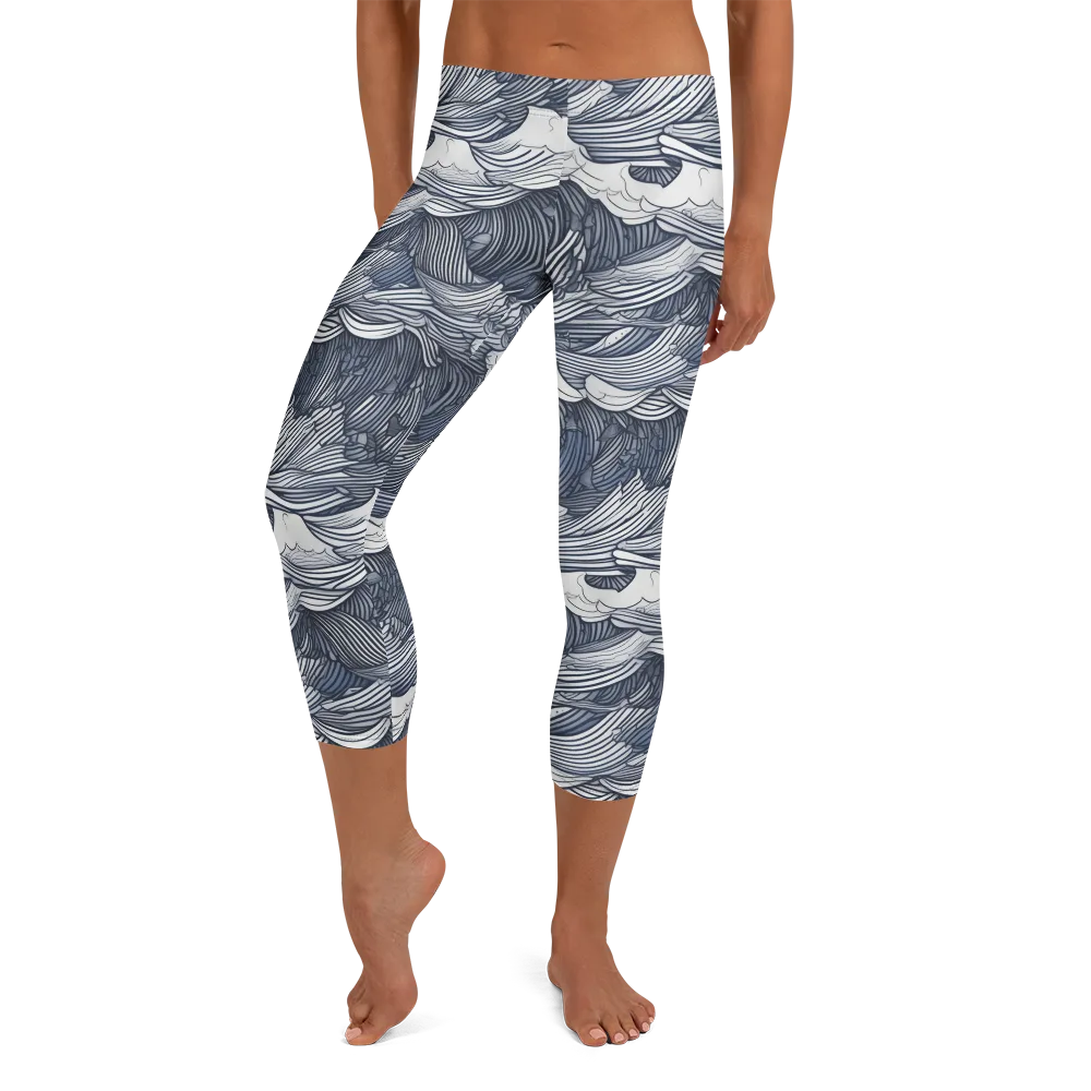 Indigo Swell on Capri Leggings — Front