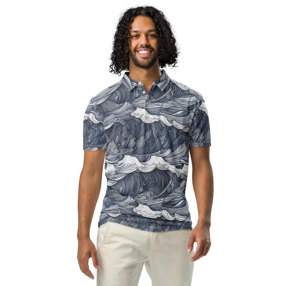 Indigo Swell on Men's Slim Fit Polo Shirt — Front