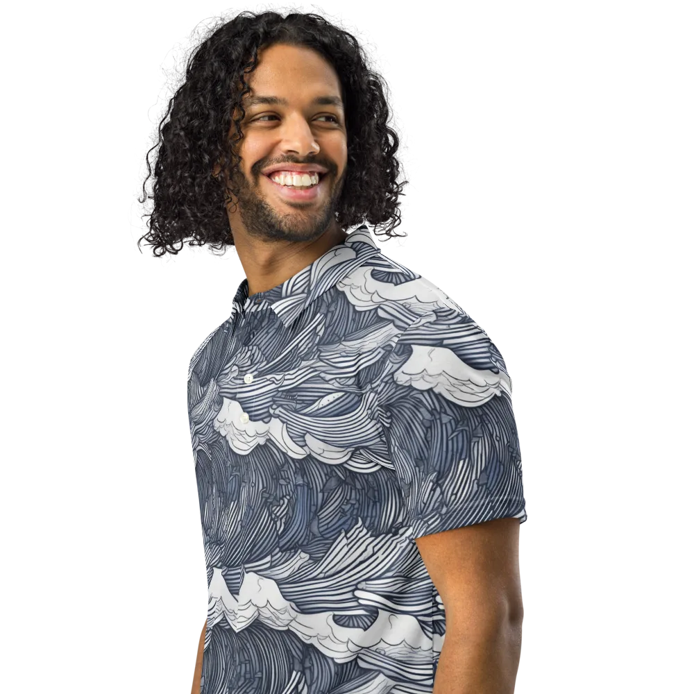 Indigo Swell on Men's Slim Fit Polo Shirt — Left Front