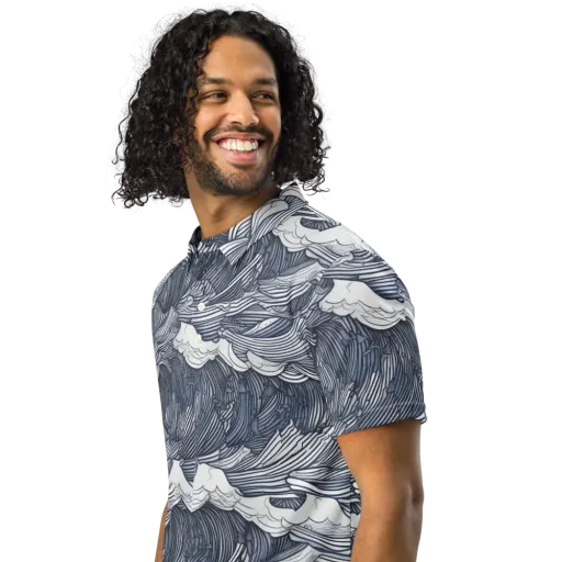 Indigo Swell on a Men's Slim Fit Polo Shirt