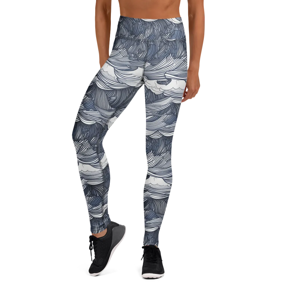 Indigo Swell on Yoga Leggings — Front