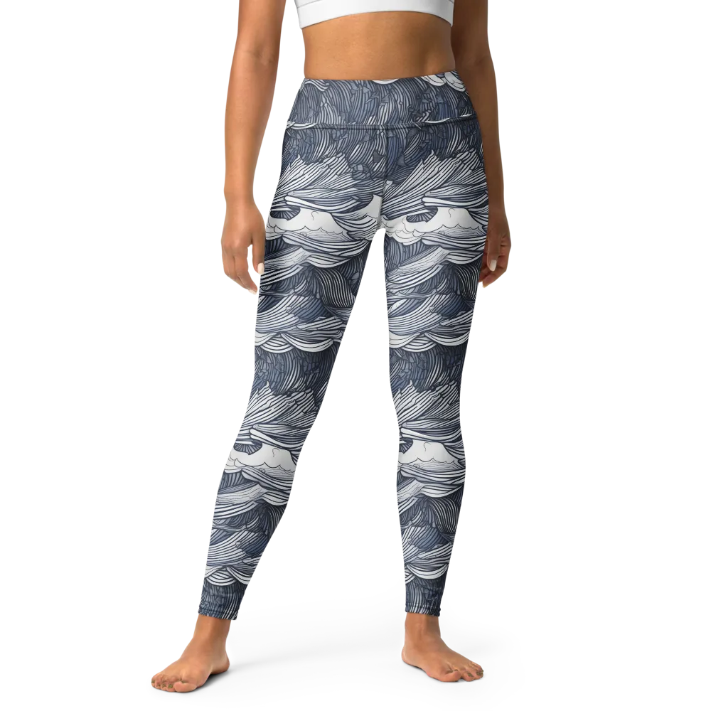Indigo Swell on Yoga Leggings — Front