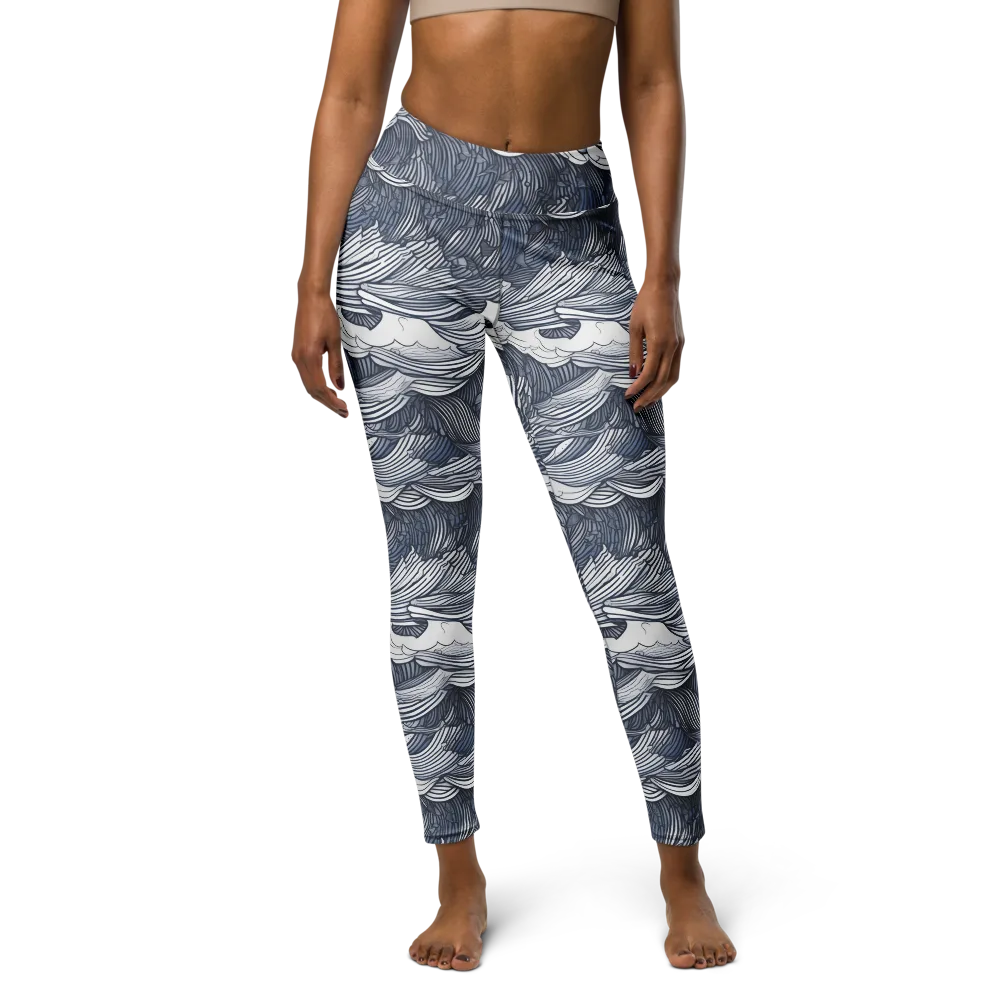 Indigo Swell on Yoga Leggings — Front