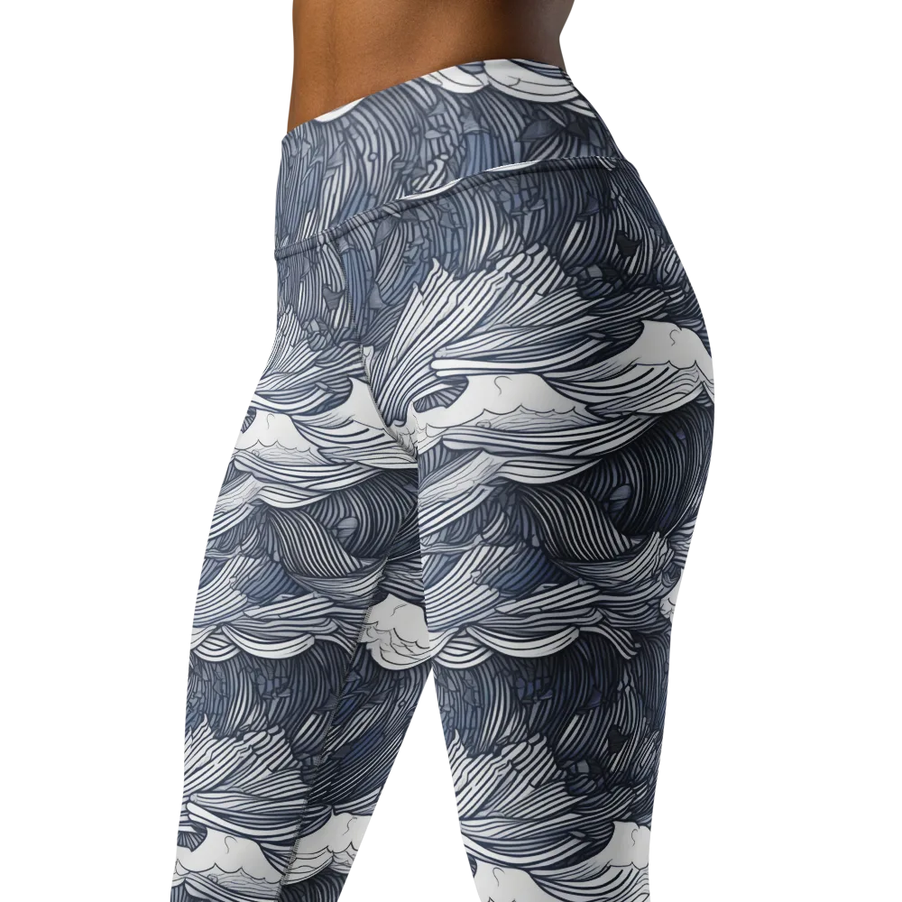 Indigo Swell on Yoga Leggings — Left Front