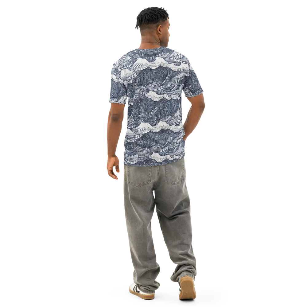 Indigo Swell on Men's Cotton Crew Neck T-Shirt — Back