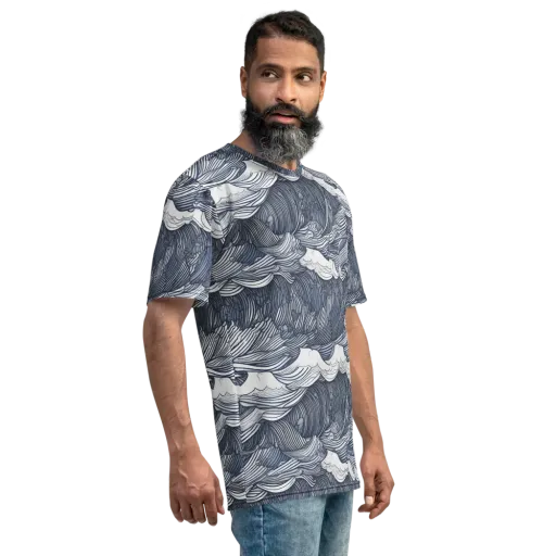 Indigo Swell on a Men's Crew Neck T-Shirt