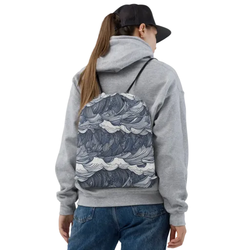 Indigo Swell on a Drawstring Bag