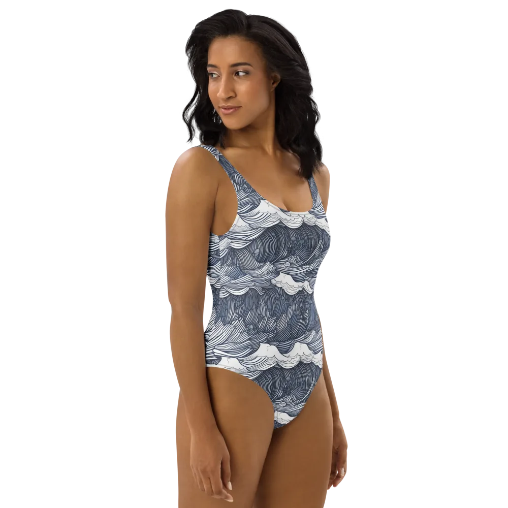 Indigo Swell on One-Piece Swimsuit — Right